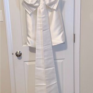 Elegant White bridal Satin Bow Dress